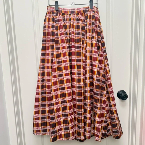 Maeve Anthropologie The Jacie Poplin Printed Skirt in Plaid Size MP - Picture 4 of 13